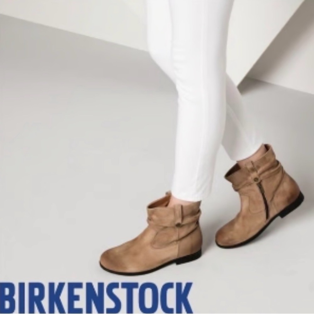 Birkenstock Women's SARNIA Moto Ankle Boots TAUPE WAXED SUEDE size 36 (5.5/6) - Picture 12 of 12